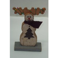 Kiefer Schneeman Geweih Mit Licht-Handmade Holz Schneemann - Schneemann-Schneemann Weihnachtsbaum Schal von SilverStarTrader