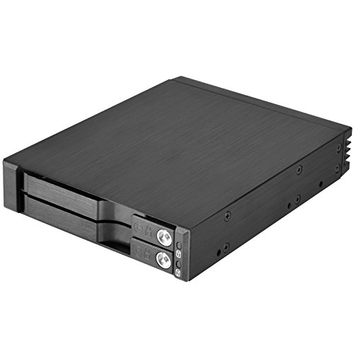 SilverStone 71093 SST-FS202B - trägerloser 3,5"Aluminium Hot Swap-Festplatten-Wechselrahmen für 2 x 2,5" SAS/SATA-HDDs oder SSDs mit Metallschloss an jeder Einschubtür und Statusanzeige-LEDs, schwarz von SilverStone