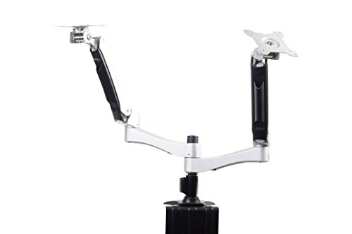 SilverStone SST-ARM22SC - Verstellbarer Dual-LCD/LED Aluminium-Monitorarm, Monitore 360° drehbar, Schwenkarme 180° verschiebbar sowie 90° hoch/runter und 90° nach links/rechts kippbar - Maximale Montagelochabstände VESA MIS-D 75x75/100x100, silber von SilverStone Technology