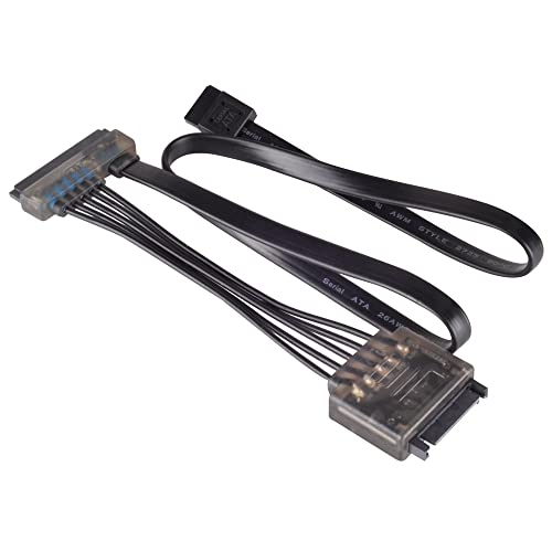 SilverStone SST-CP13 - Adapterkabel 15 Pin SATA Stromanschluss + 7pin Standard SATA Datenanschluss zu kombiniertem SATA 22 Pin Strom- und Datenanschluss, mit 470uF Kondensator und Kontroll-LED von SilverStone Technology