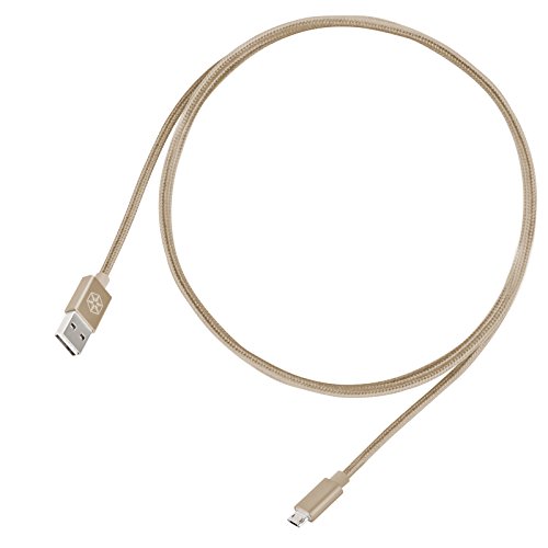 SilverStone SST-CPU01G - Reversible USB Kabel, USB-A und Micro-B Anschluss, Kabel mit Mantel aus Nylongeflecht, hochleistungsfähige Aufladung und Datensynchronisierung, Android Geräte, 1,0 m, gold von SilverStone Technology