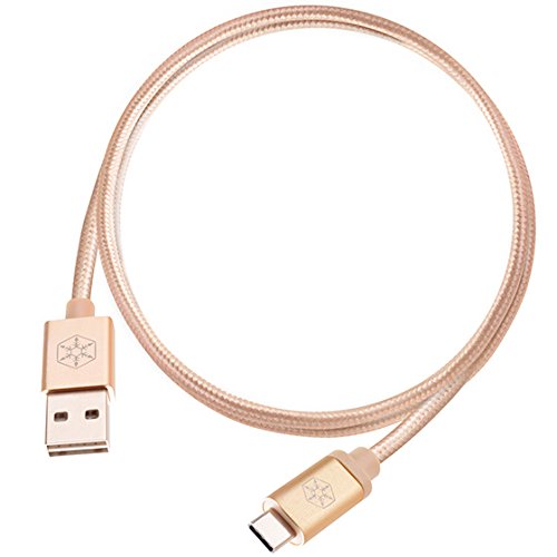 SilverStone SST-CPU04G-1000 - Reversible USB Kabel, Typ A auf C, Kabel mit Mantel aus Nylongeflecht, hochleistungsfähige Aufladung und Datensynchronisierung, 1,0 m, gold von SilverStone Technology