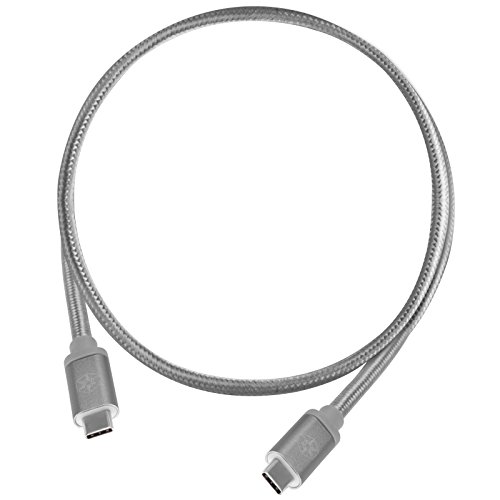 SilverStone SST-CPU06C-500 - Reversible USB Kabel, USB 3.1 Gen 2 Typ C auf Typ C, extrem haltbar durch Mantel aus Nylongeflecht, für Mobiltelefone und Speichergeräte 0.5 meter, dunkelgrau von SilverStone