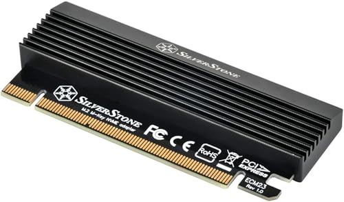 SilverStone SST-ECM23 - PCI-E Erweiterungskarte SuperSpeed, PCI Express x4 auf M.2 (M Key), Aluminium Kühlkörper + Thermal Pad von SilverStone