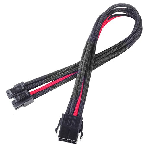 SilverStone SST-PP07-EPS8BR - Netzteil-Verlängerungskabel 30cm EPS 8pin auf EPS/ATX 4+4pin, schwarz/rot von SilverStone