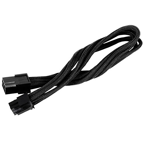 SilverStone SST-PP07-IDE6B - 25cm 6pin to PCI-E 6pin Sleeved Extention Cable, black von SilverStone Technology