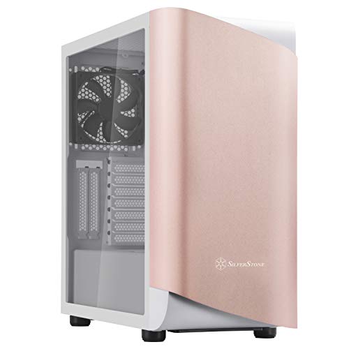 SilverStone SST-SEA1GW-G - SETA A1 Mid-Tower ATX Computer Gehäuse, Seitenteil aus gehärtetem Glas, Roségold auf Weiß von SilverStone Technology