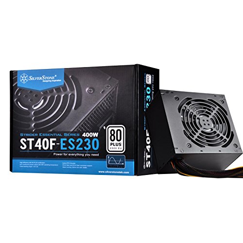 SilverStone SST-ST40F-ES230 - Strider Essential Serie, 400W 80 Plus 230V EU ATX flüsterleises PC-Netzteil mit 120 mm-Lüfter von SilverStone