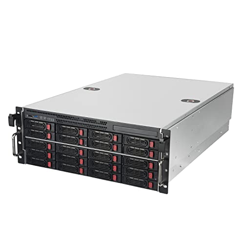 SilverStone Technology RM43-320-RS, 4HE-Rackmount-Speicherservergehäuse mit 20 Schächten für 2,5-Zoll-/3,5-Zoll-Festplatten/SSDs mit Mini-SAS-HD-SFF-8643-12-Gb/s-Schnittstelle,SST-RM43-320-RS, Silber von SilverStone Technology