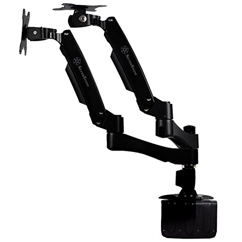 Silverstone SST-ARM22BC - Verstellbarer Dual-LCD/LED Aluminium-Monitorarm, Maximale Montagelochabstände VESA MIS-D 75x75/100x100, schwarz von SilverStone Technology