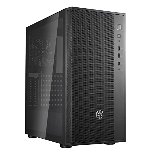 Silverstone FARA R1 V2- FARA R1-V2 Tower ATX Computer Gehäuse, Mesh Front Panel, Seitenteil aus gehärtetem Glas,schwarz, SST-FAR1B-G-V2 von SilverStone Technology