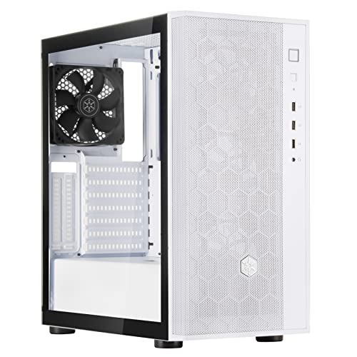 Silverstone SST-FAR1W-G-V2 - FARA R1-V2 Tower ATX Computer Gehäuse, Mesh Front Panel, Seitenteil aus gehärtetem Glas, weiß von SilverStone Technology