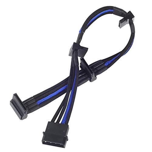 Silverstone SST-PP07-BTSBA - Netzteilverlängerungskabel 30cm Molex auf 4X SATA, schwarz/blau von SilverStone Technology