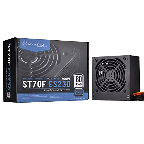 Silverstone SST-ST70F-ES230 - Strider Essential Serie, 700W 80 Plus 230V EU ATX flüsterleises PC-Netzteil mit 120 mm-Lüfter von SilverStone