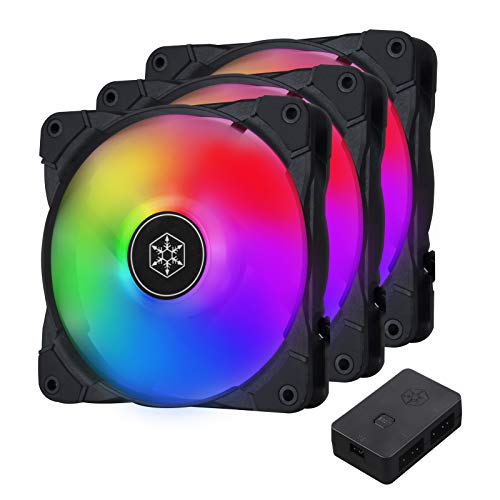 SilverStone SST-AB120I-ARGB - Air Blazer Computergehäuse-Lüfter 120 mm, Flüssigkeitslager, transparente Lüfterblätter mit schwarzem Rahmen, hoher Luftdurchsatz, adressierbares RGB, inklusive Basis-ARGB-Steuerung von SilverStone