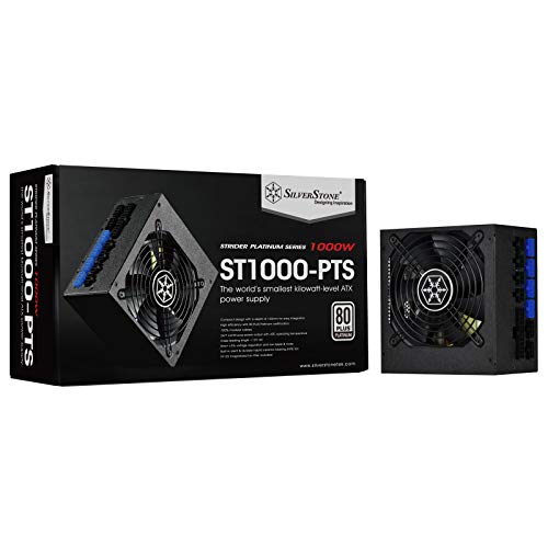Silverstone Sst-ST1000-PTS - Strider Platinum Serie, 1000W 80 Plus Platinum ATX Flüsterleises PC-Netzteil mit 120 mm HYB-Lüfter, 140 mm tief, 100% Modular von SilverStone