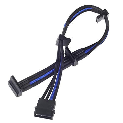 Silverstone SST-PP07-BTSBA - Netzteilverlängerungskabel 30cm Molex auf 4X SATA, schwarz/blau von SilverStone