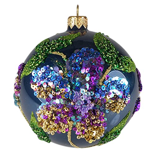 Silverado Christmas Ornament Made of Glass, 10 cm Ball, Multi Color Flowers von Silverado