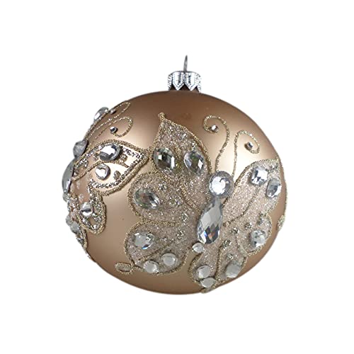 Silverado Christmas Ornament Made of Glass, 10 cm Ball, butterlies with Crystals and Glitter von Silverado