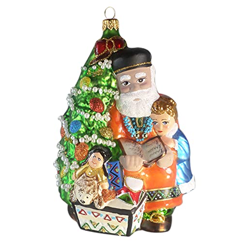 Silverado Christmas Ornament Made of Glass, African Santa Claus with Tree von Silverado