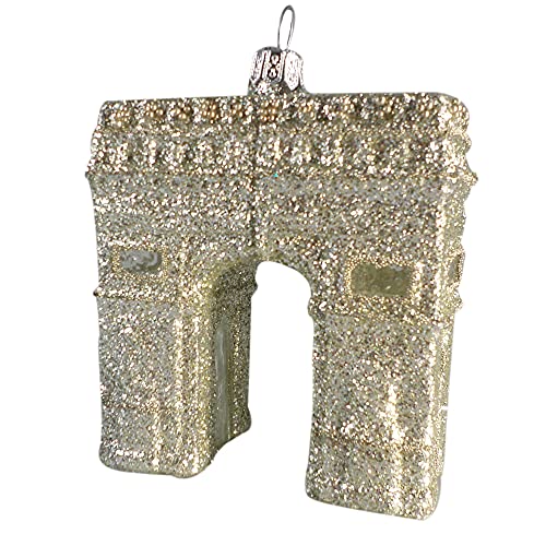 Silverado Christmas Ornament Made of Glass, Arc of Triumph in Silver Glitter von Silverado