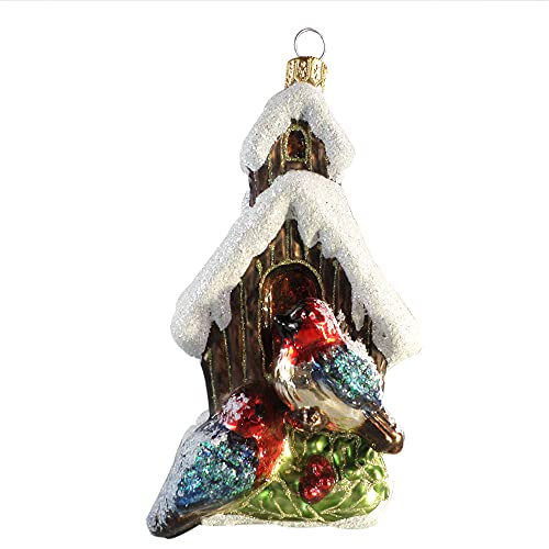 Silverado Christmas Ornament Made of Glass, Birds and Winter Bird House von Silverado