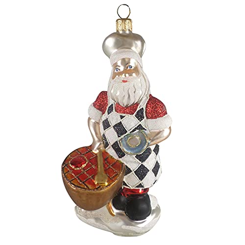 Silverado Christmas Ornament Made of Glass, Santa Chef with Grill von Silverado