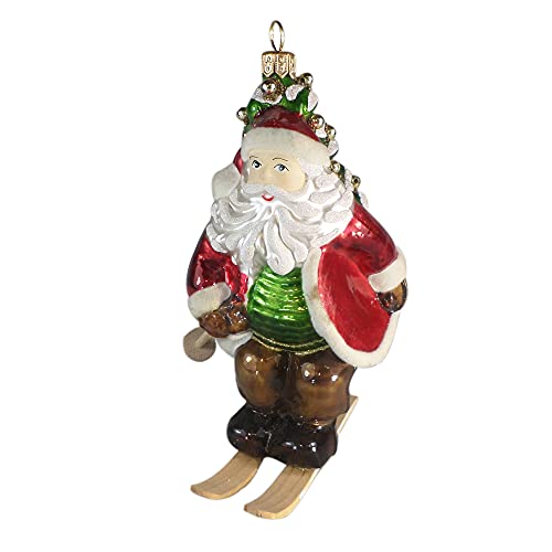 Silverado Christmas Ornament Made of Glass, Santa Claus Skier von Silverado