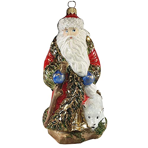 Silverado Christmas Ornament Made of Glass, Santa with Polar Bear von Silverado