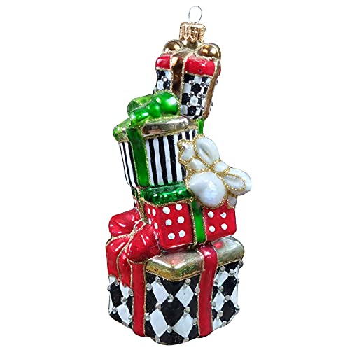 Silverado Christmas Ornament Made of Glass, Stack of Gift Boxes von Silverado