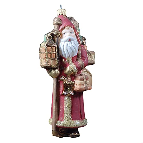 Silverado Christmas Ornament Made of Glass, Vintage Santa Clause with Lantern and Gifts von Silverado