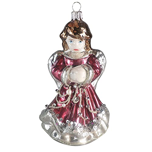 Silverado Christmas Ornament Made of Glass, anges with Silver Purple Dress von Silverado