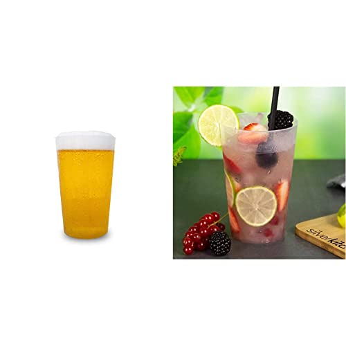 30 Stück Mehrweg Hartplastikbecher 0,5l & 40 Trinkbecher 400ml - bruchsichere Mehrwegbecher wiederverwendbar Cocktail Becher Longdrinkgläser transparent aus PP Plastik Made In Germany von Silverkitchen