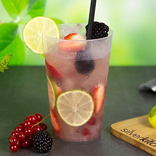 Silverkitchen 40 Trinkbecher 400ml (+2 zusätzliche Gläser) - bruchsichere Mehrwegbecher wiederverwendbar Cocktail Becher Longdrinkgläser transparent aus PP Plastik Made In Germany von Silverkitchen