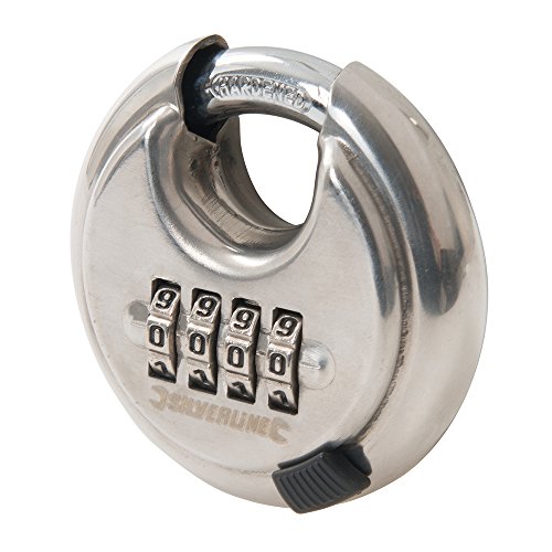 Silverline 926157 Vorhänge-Rundschloss aus Edelstahl mit vierstelliger Ziffernkombination 70 mm, Grau Silverline 926157 Vorhänge-Rundschloss aus Edelstahl mit vierstelliger Ziffernkombination 70 mm, Grau von Silverline
