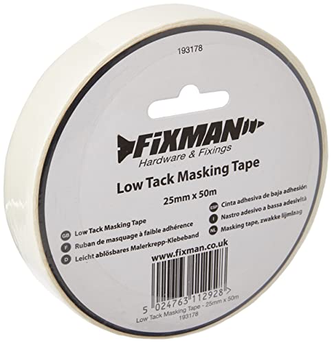 FIXMAN 193178 Leicht ablösbares Malerkrepp-Klebeband 25 mm x 50 m von Fixman