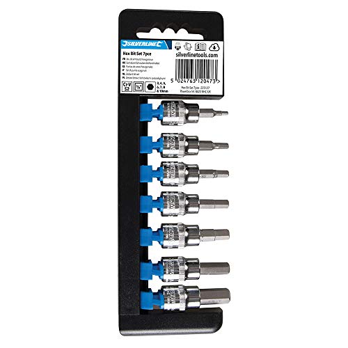 Silverline 225127 Hex Bit Set, 3/8-Antrieb Hex, 3–10 mm, 7-teilig von Silverline