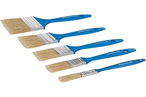 Silverline 314733 Einweg-Pinsel-Set, 5-teilig, Borsten-Natur/Zwinge, Silber/Griff, Blau Pantone 300C von Silverline