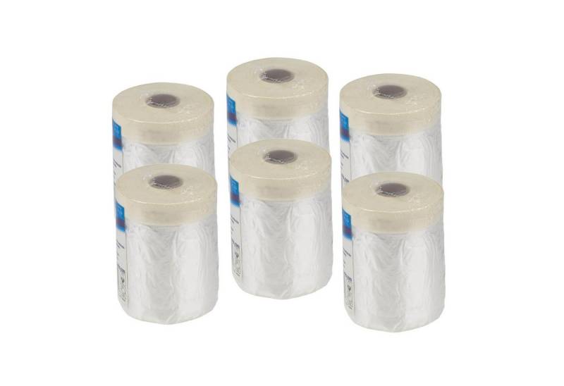 Silverline Abdeckfolie 6 Rollen Maler Abdeckfolie 55cm mit Malerkrepp auf Rolle (6x 33m), Krepp, (6-St), 6 Rollen Spar-Set von Silverline