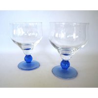 Crystal Margarita/Weingläser Kelchbecher Mit Fuß Und Kobaltblauer Basis - 2Er-Set von SilverliningByTravis