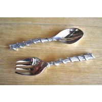 Dekorativer Löffel Und Gabel Salatbesteck Mit Seil Twist Griff Design Von Star Home - Edelstahl Salatgabeln von SilverliningByTravis