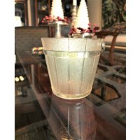 Vintage Anchor Hocking Glas Scheffel Korb Eiskübel Barware Mit Holz Textur von SilverliningByTravis