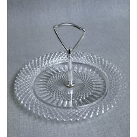 Vintage Diamond Point Leckerbissen-Teller Von Fostoria - Nahezu Perfekt von SilverliningByTravis