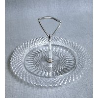 Vintage Diamond Point Leckerbissen-Teller Von Fostoria - Nahezu Perfekt von SilverliningByTravis