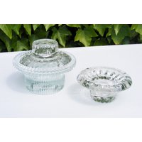 Vintage Fng Klarglas Kerzenständer Und Stumpenkerzenhalter Kombination Vintage Fng Klarglas Kerzenständer Und Stumpenkerzenhalter Kombination von SilverliningByTravis