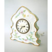 Vintage Helen K Schwarz Porzellan Mantel Uhr Mit Lanshire Uhrwerk Und Blumenmotiv - Baum Form Works von SilverliningByTravis