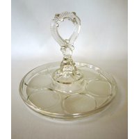 Vintage L.e. Smith Klarglas Getränkebecher Barware Tablett/Condiment Caddy Mit Mittelgriff Und Ringplatzierungen von SilverliningByTravis