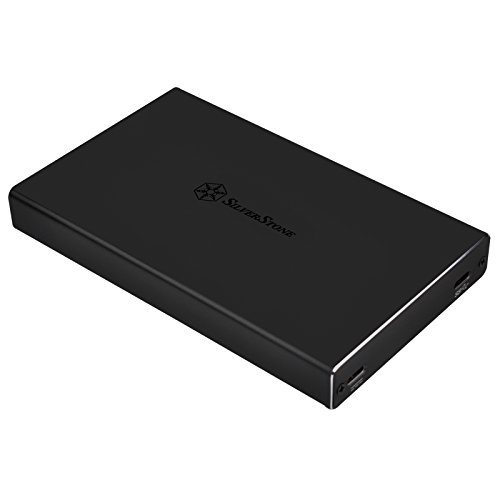 SilverStone SST-TS15B - Externes Festplattengehäuse aus Aluminium, USB 3.1 Type C, für 9.5mm 2.5" SSD/HDD, unterstützt UASP, schwarz von SilverStone Technology