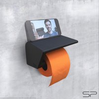Design-Toilettenpapierhalter Mit Smartphone - Ständer "Monolit" Variabler Betrachtungswinkel Für Handy & Tablet Klebemontage Ohne Bohren von SilvioPauliDesigns