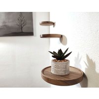 Holzregale Für Die Wand, Schwebendes Regal Aus Nussbaum, Kleine Moderne Regale, Dekoratives Pflanzenregal Esche von SilvoWoodDesign
